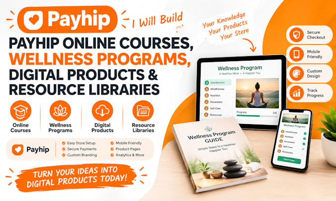 build payhip online courses wellness programs digital products and resource