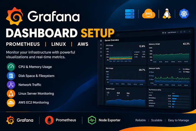 set up server monitoring grafana prometheus dashboard