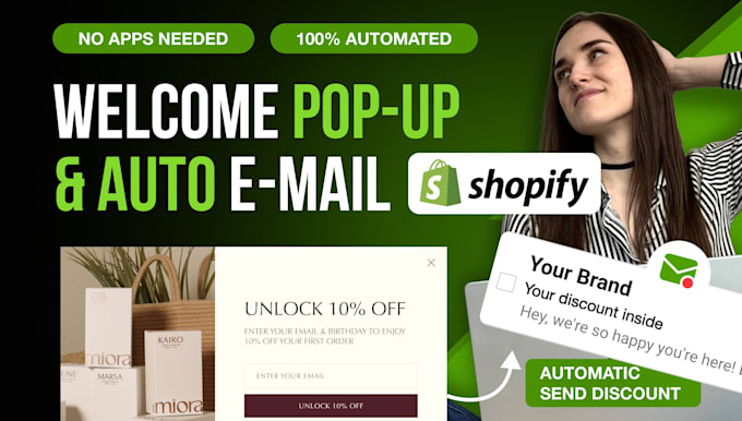 create a shopify welcome popup and automated discount email