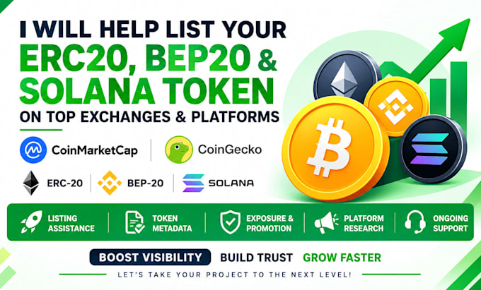 list token to exchanges, erc20, bep20, solana to get exposure and promotion