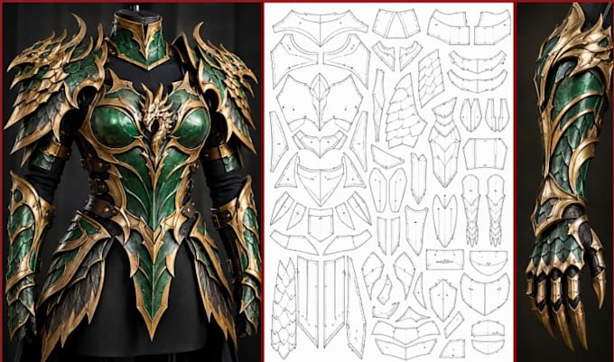 design eva foam cosplay armor, sewing pattern, marvelous design3d cosplay models