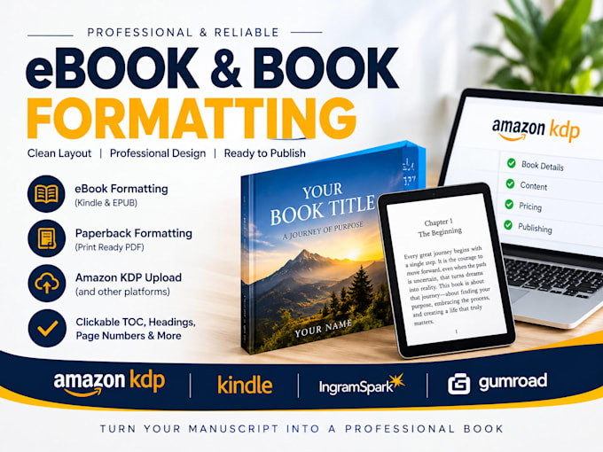 format your ebook and paperback and upload to amazon KDP