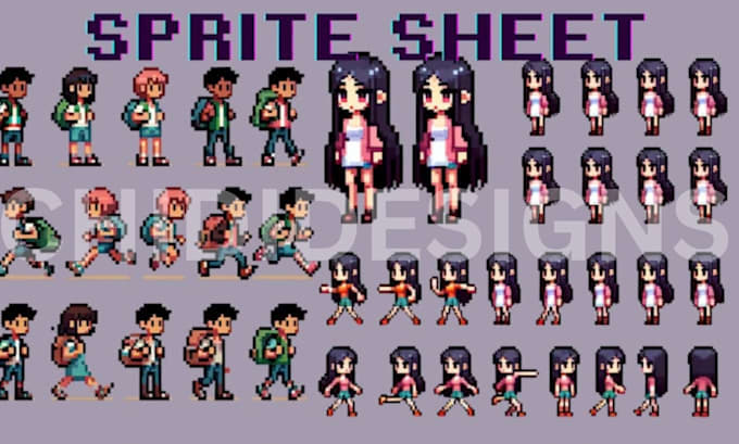 create nsfw pixel art character sprite sheets, anime pixel arts animation npc
