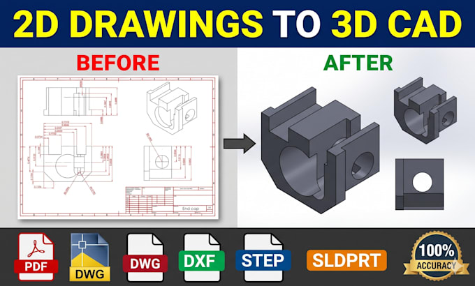 convert 2d drawings to 3d cad models or assemblies