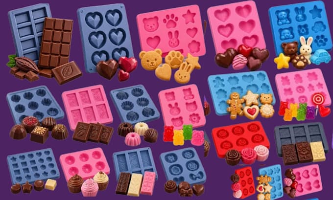 design custom 3d printable chocolate,mold and silicone baking mold, praline moid