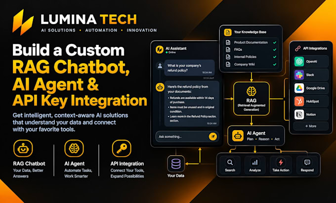 build a custom rag chatbot, ai agent, API key integration
