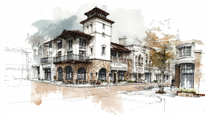 draw digital architectural sketches and illustrations