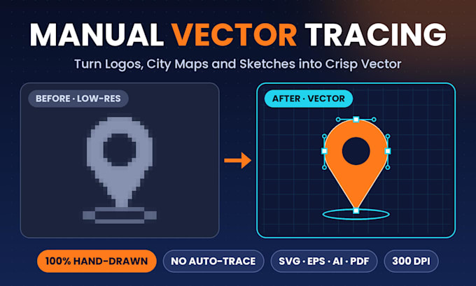 draw manual vector trace logo, image, or sketch to high resolution