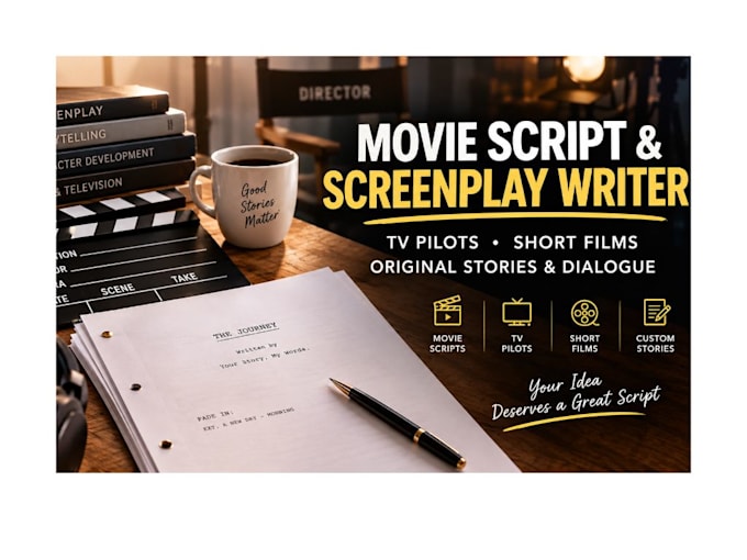 write movie scripts, screenplay ghostwriter, tv pilot, short feature film script