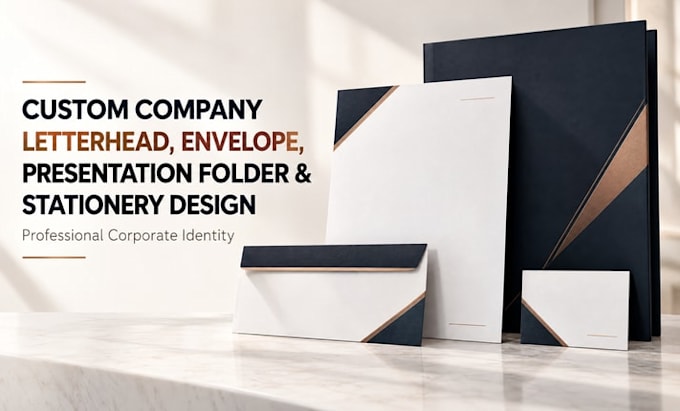 custom company letterhead, envelope, presentation folder and stationery design