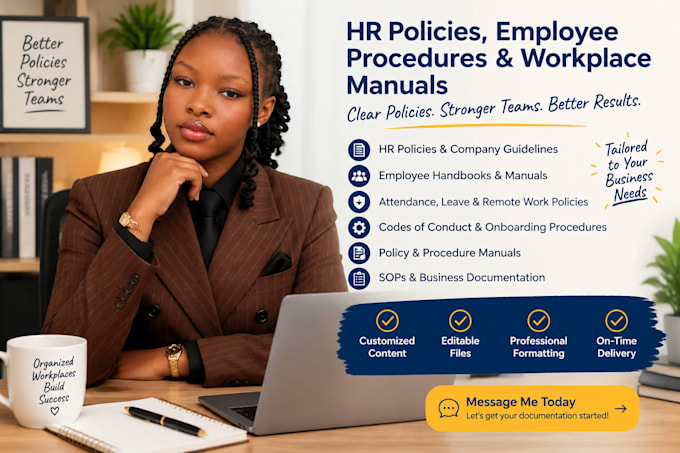 write HR policies, employee procedures and workplace manuals