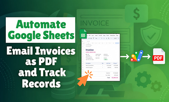 automate google sheets with app script to send invoices, PDF and reminders