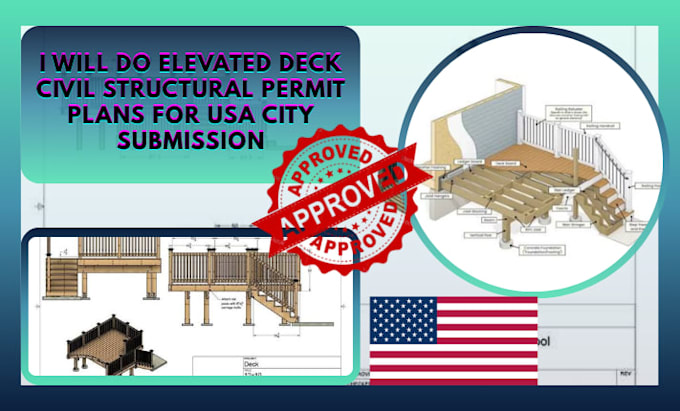 do elevated deck civil structural permit plans for USA city submission