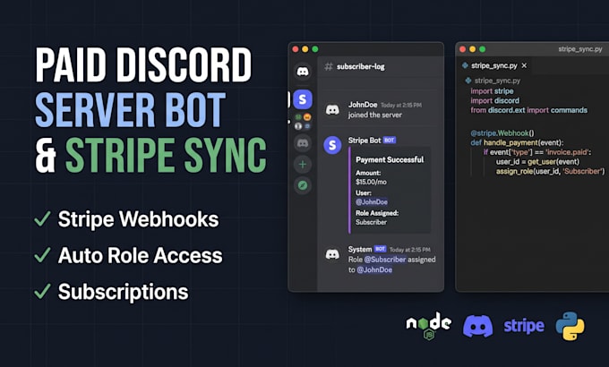 build paid discord server bot with automated stripe subscriptions