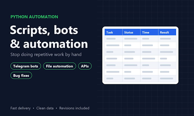 create a python script, bot or automation for your tasks