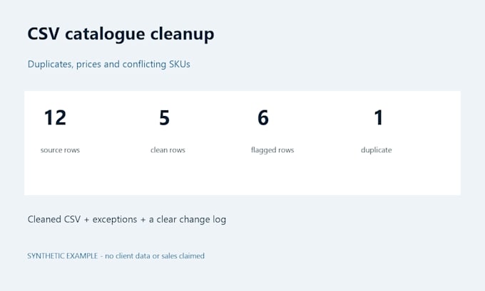 clean and validate your small product catalogue CSV