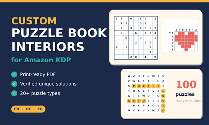 create custom puzzle book interiors for amazon KDP