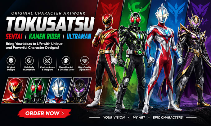Draw original tokusatsu, sentai, kamen rider, and ultraman artstyle by ...
