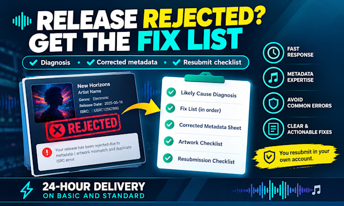 fix your rejected music release and get it ready to resubmit