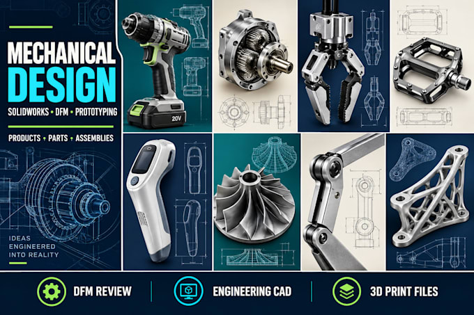 provide mechanical design, dfm engineering, and product prototype in solidwork