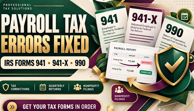 correct payroll tax errors and prepare irs forms 941 941x and 990