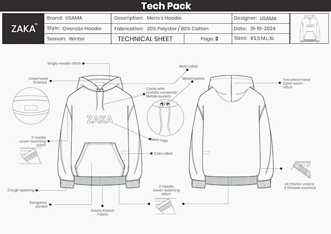 create professional fashion tech packs with technical flats