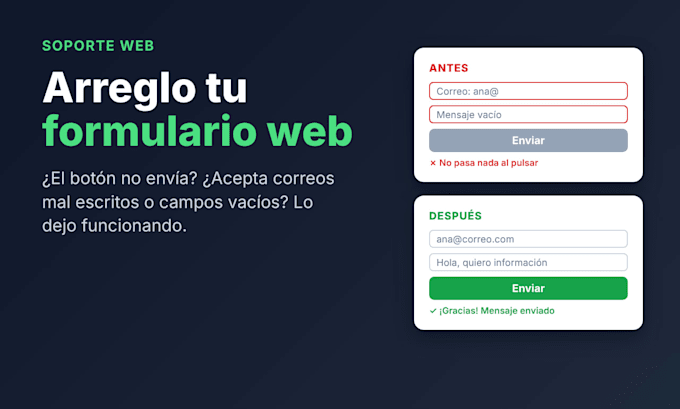 arreglar tu formulario web que no envía o no valida datos