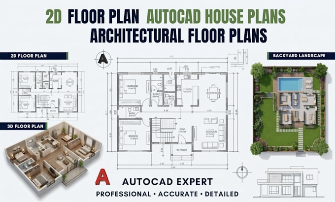 Draw 2d floor plan and autocad house plans for architecture projects by ...