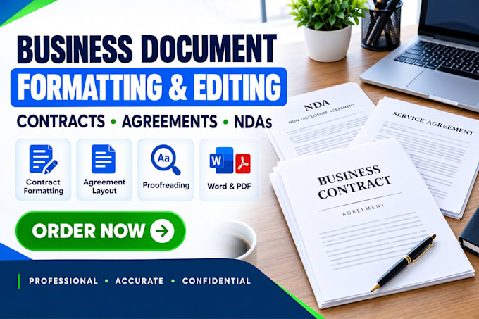 format and edit business contracts, agreements and ndas