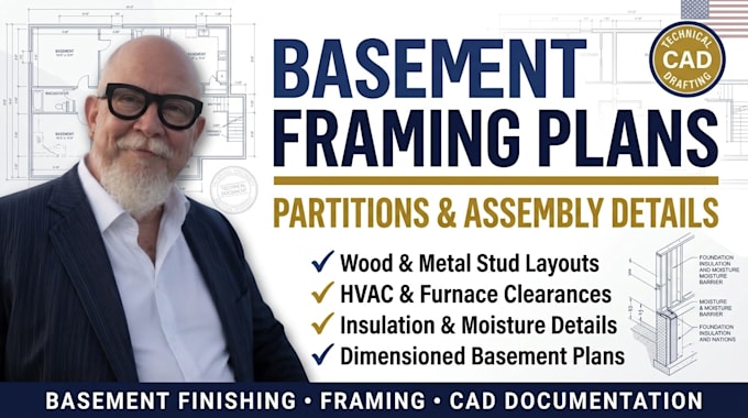 draft basement remodel engineering drawings and layout plans