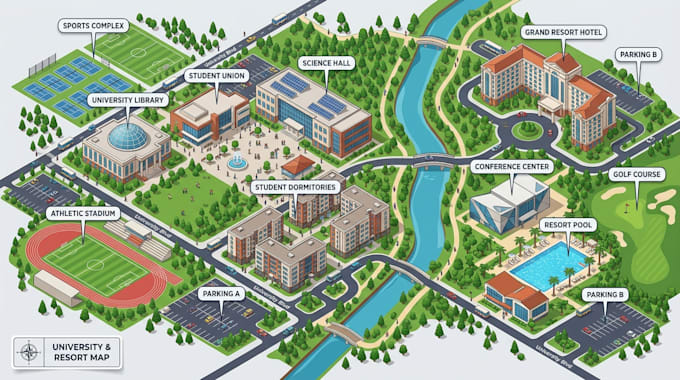 design custom school map university map facility map hotel map or realm map