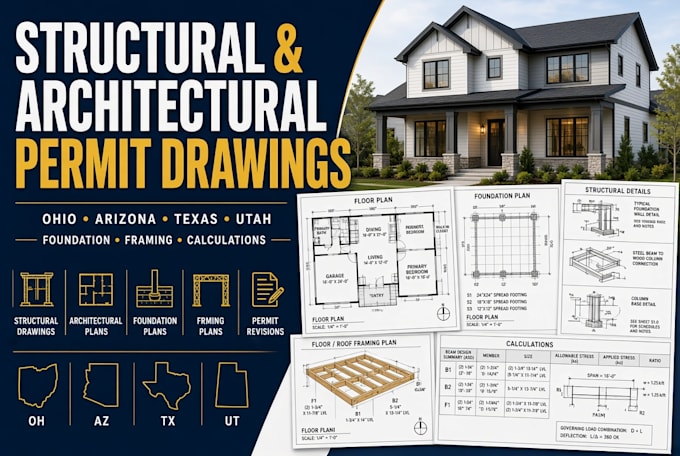 do structural architectural permit drawings ohio arizona texas utah