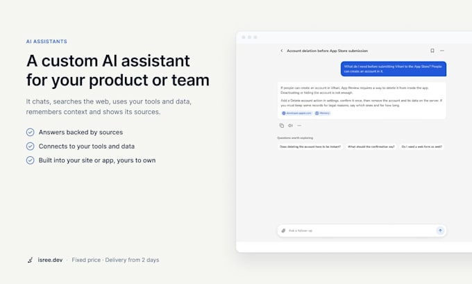 build a custom ai chatbot or assistant for your product or team