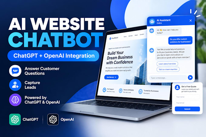 build ai chatbot website chatbot chatgpt openai API integration ai automation