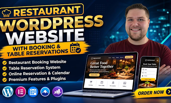 design a restaurant wordpress website with booking and table reservations