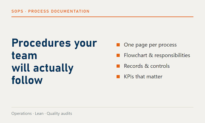 write sops and process documentation for your operations