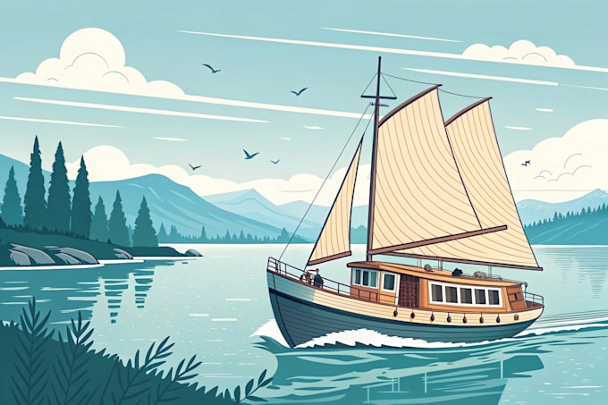 draw your boat into vector illustration art