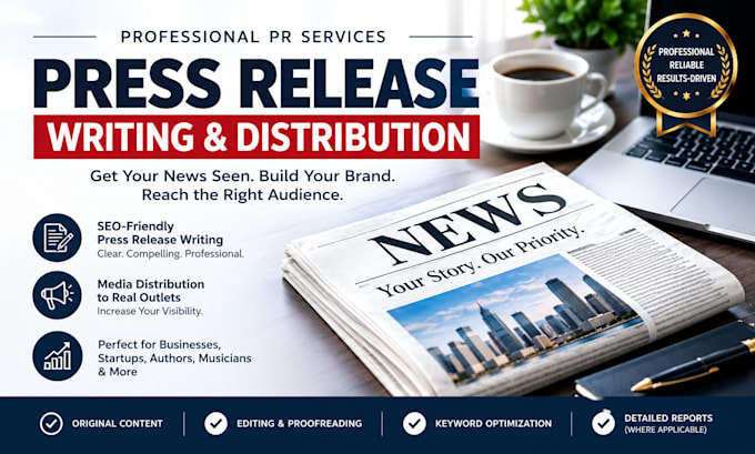 write a professional press release and distribute it to media outlets