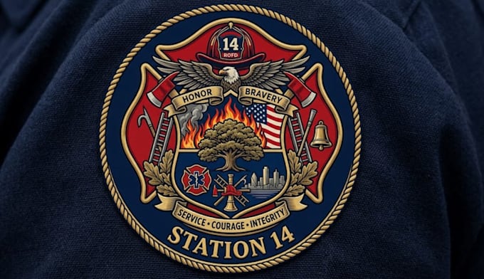 design unique firefighter logo, station badge design
