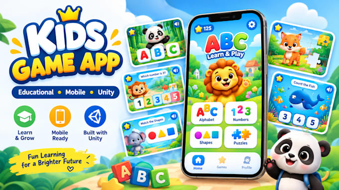 design and develop a fun kids game app for ios and android