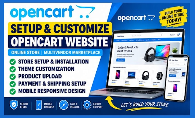 set up opencart website customize opencart online store upload products opencart