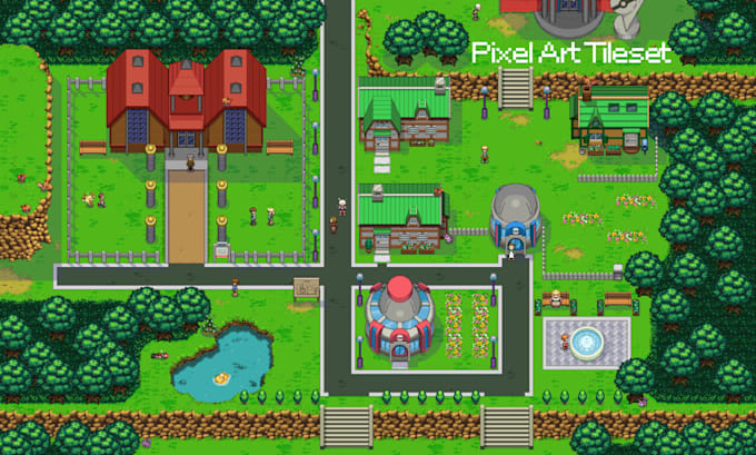Create pixel art tileset and sprite sheet for video games pixel art ...