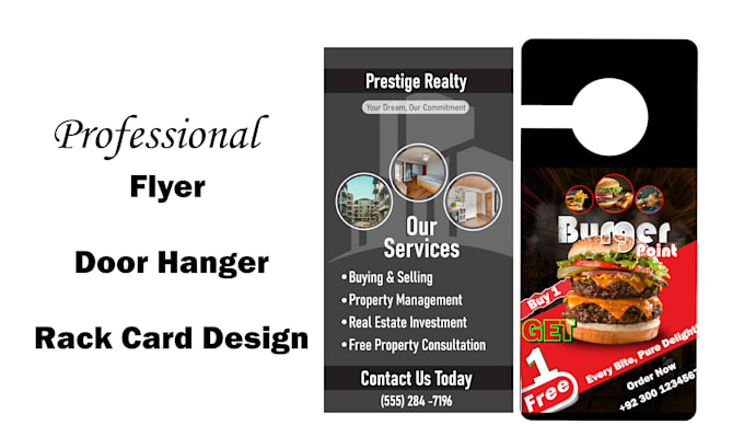 design a professional door hanger and minimalist rack card