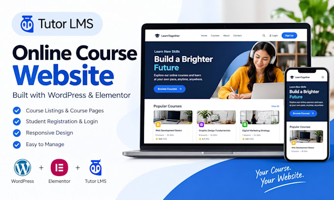 design a wordpress tutor lms elearning website