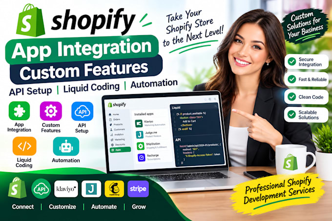 shopify app integration custom features API setup liquid coding automation