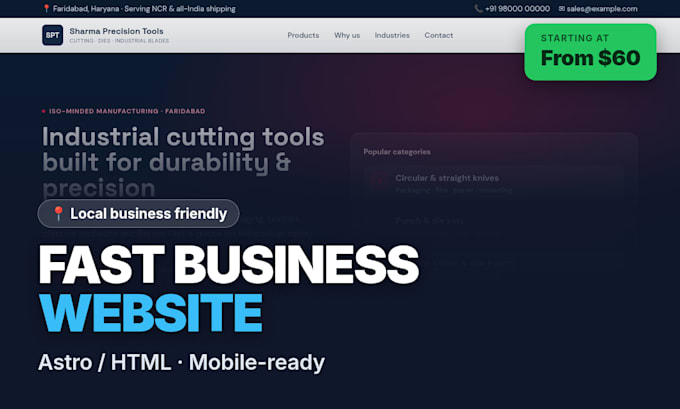build a fast responsive business website with astro or HTML
