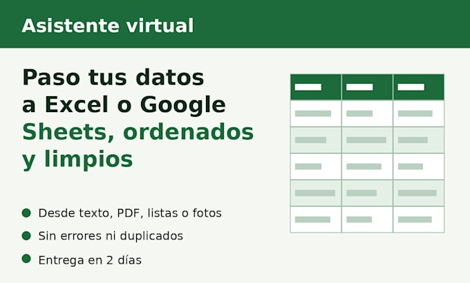 pasar tus datos a excel o google sheets, ordenados y limpios