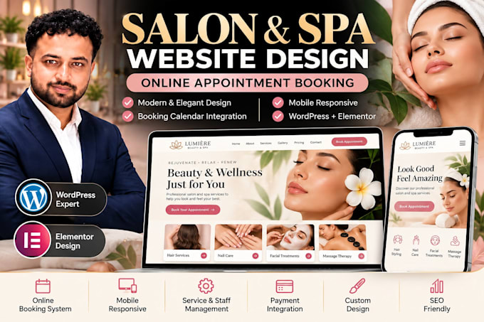 build a salon and spa booking website using wordpress and elementor