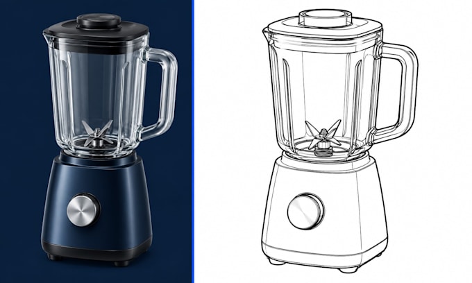 draw kitchen appliance vector line art illustrations for packaging and manuals