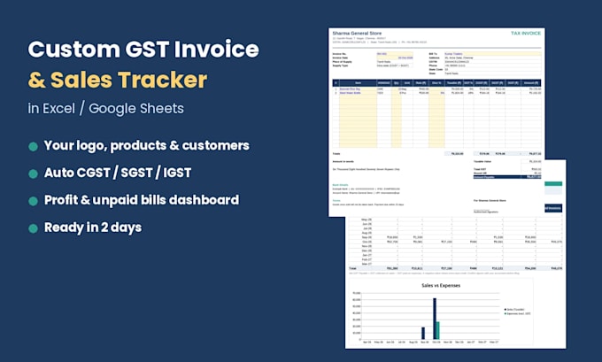 create a custom gst invoice and sales tracker in excel or google sheets